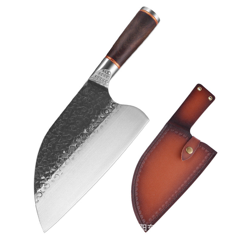 Couteau de boucher double usage – Lame forgée style damas