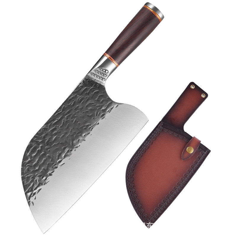 Couteau de boucher double usage – Lame forgée style damas