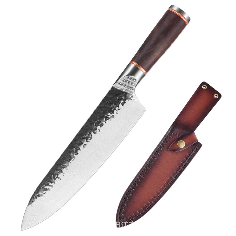 Couteau de boucher double usage – Lame forgée style damas