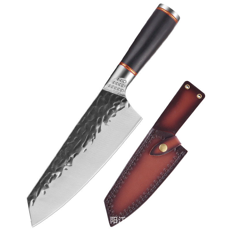 Couteau de boucher double usage – Lame forgée style damas